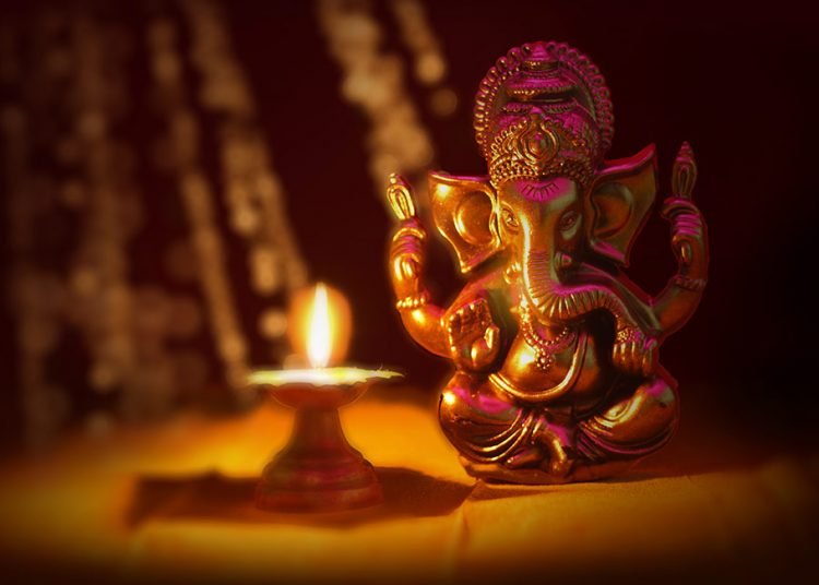 Placing Lord Ganesha