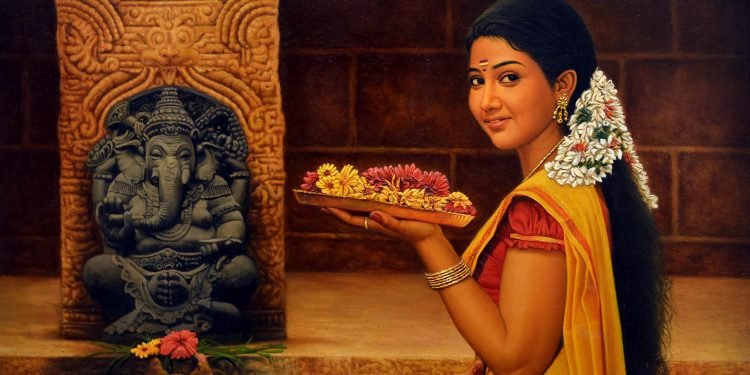 Offering Flowers to God